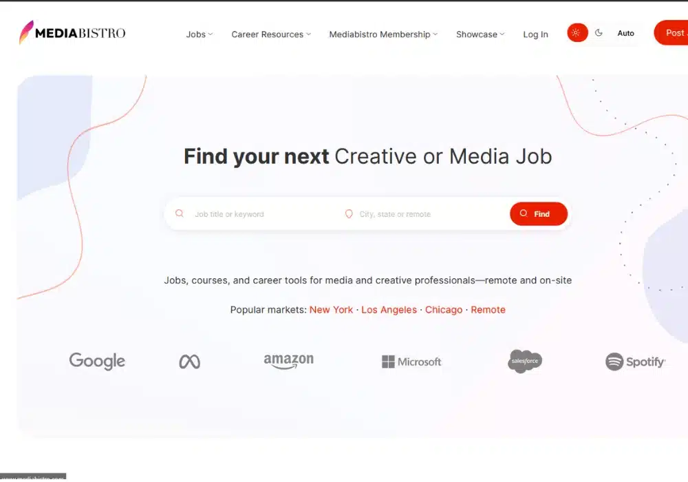 Writer browsing MediaBistro for media and publishing writing job listings