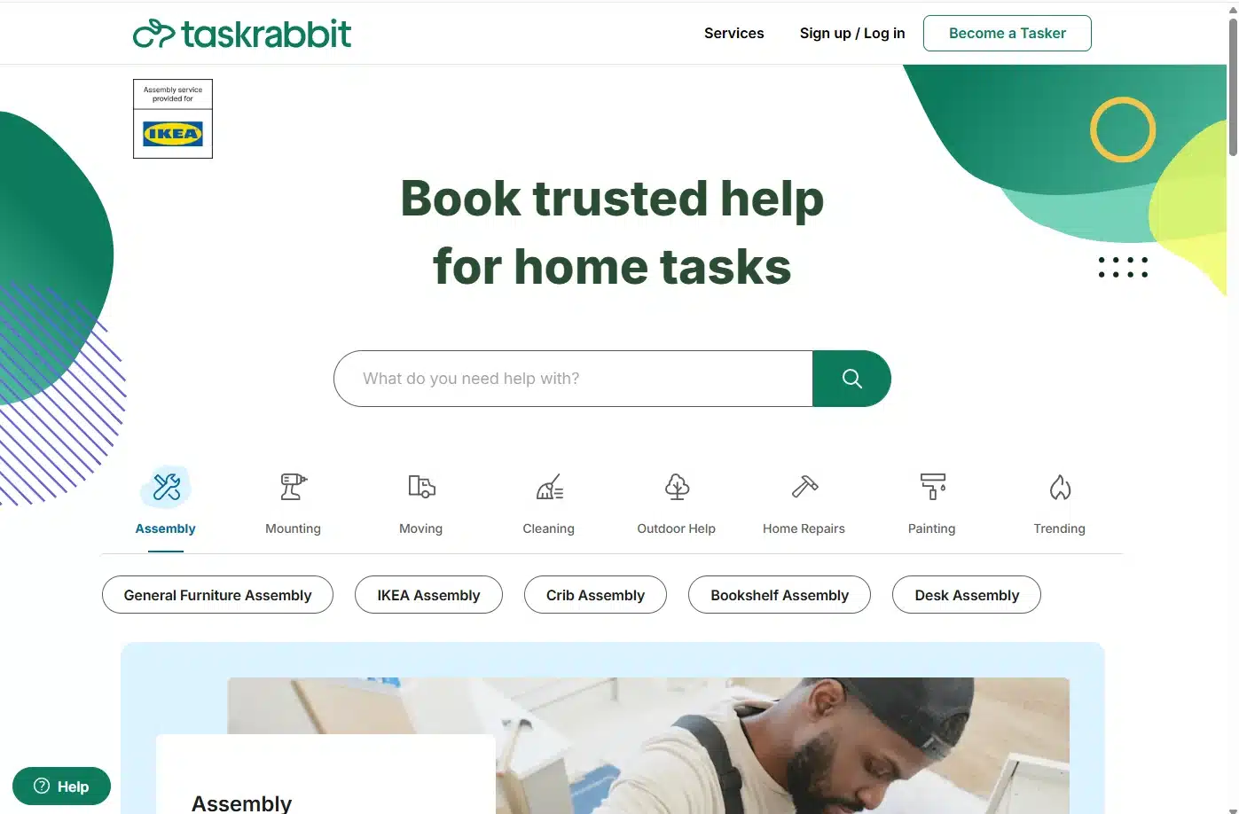 Tasker doing furniture assembly and handyman work through TaskRabbit