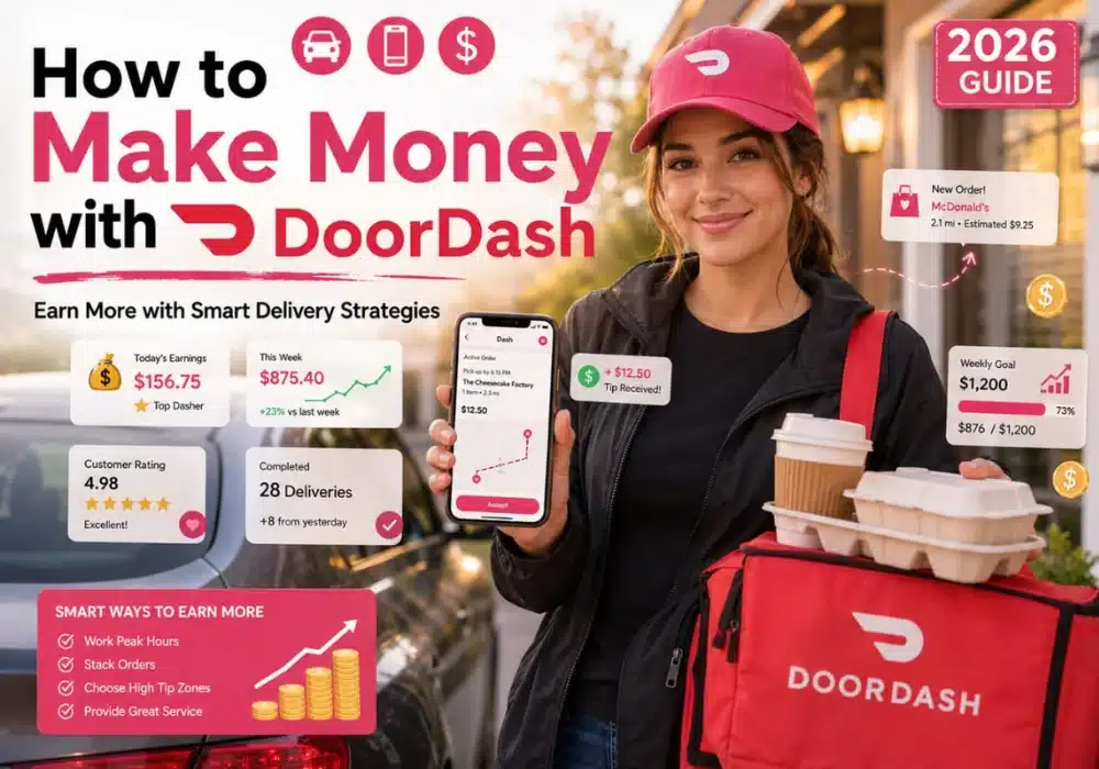 Person delivering food in a car for a side hustle