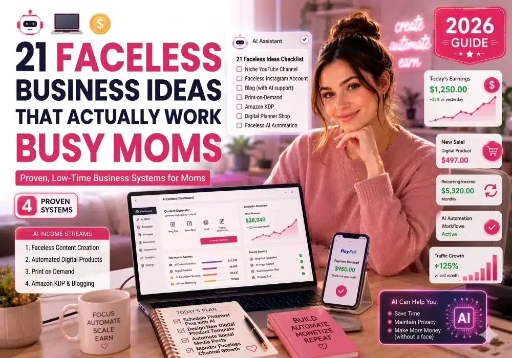 21 Faceless Business Ideas That Actually Work for Busy Moms