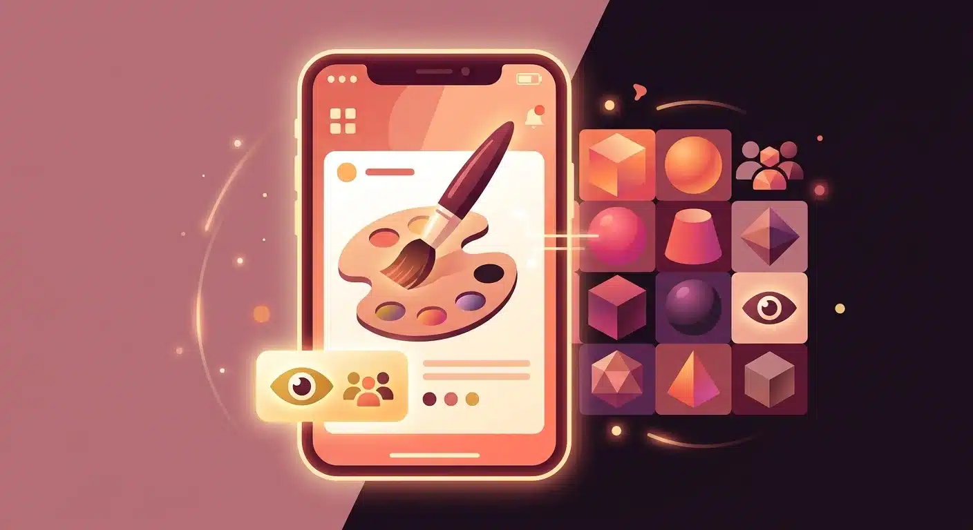 Grid of colorful abstract digital art shapes representing multi-model AI illustration tools