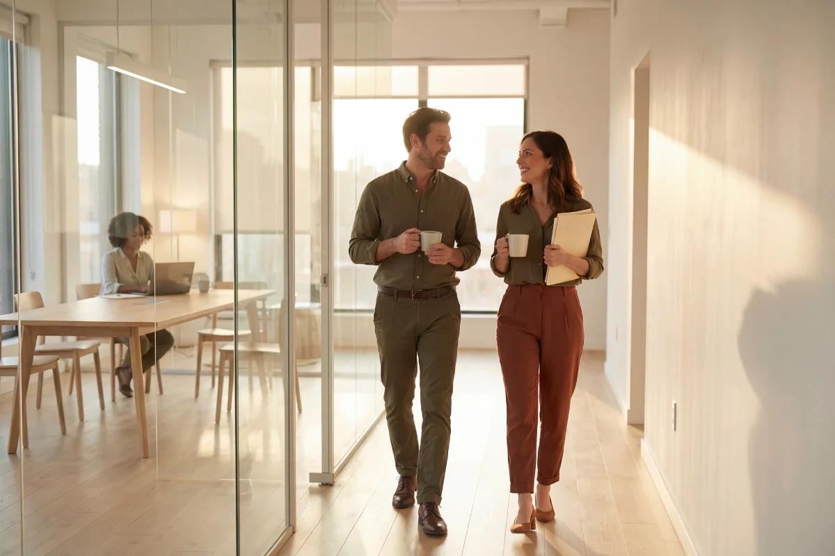 Couple analyzing digital audience analytics and content production calendars on a laptop