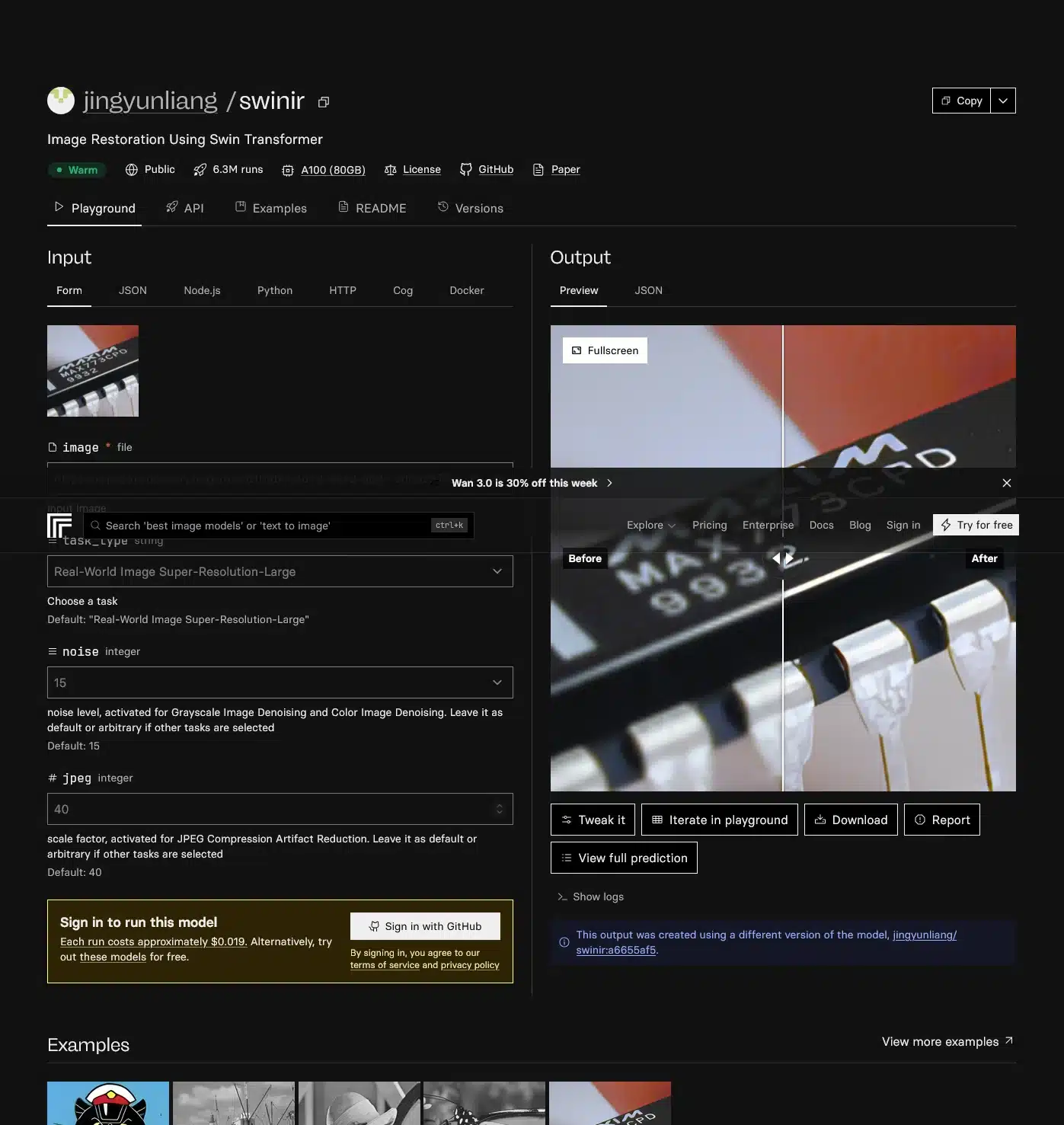 Side-by-side comparison illustrating a low-resolution pixelated image restored to 4K clarity